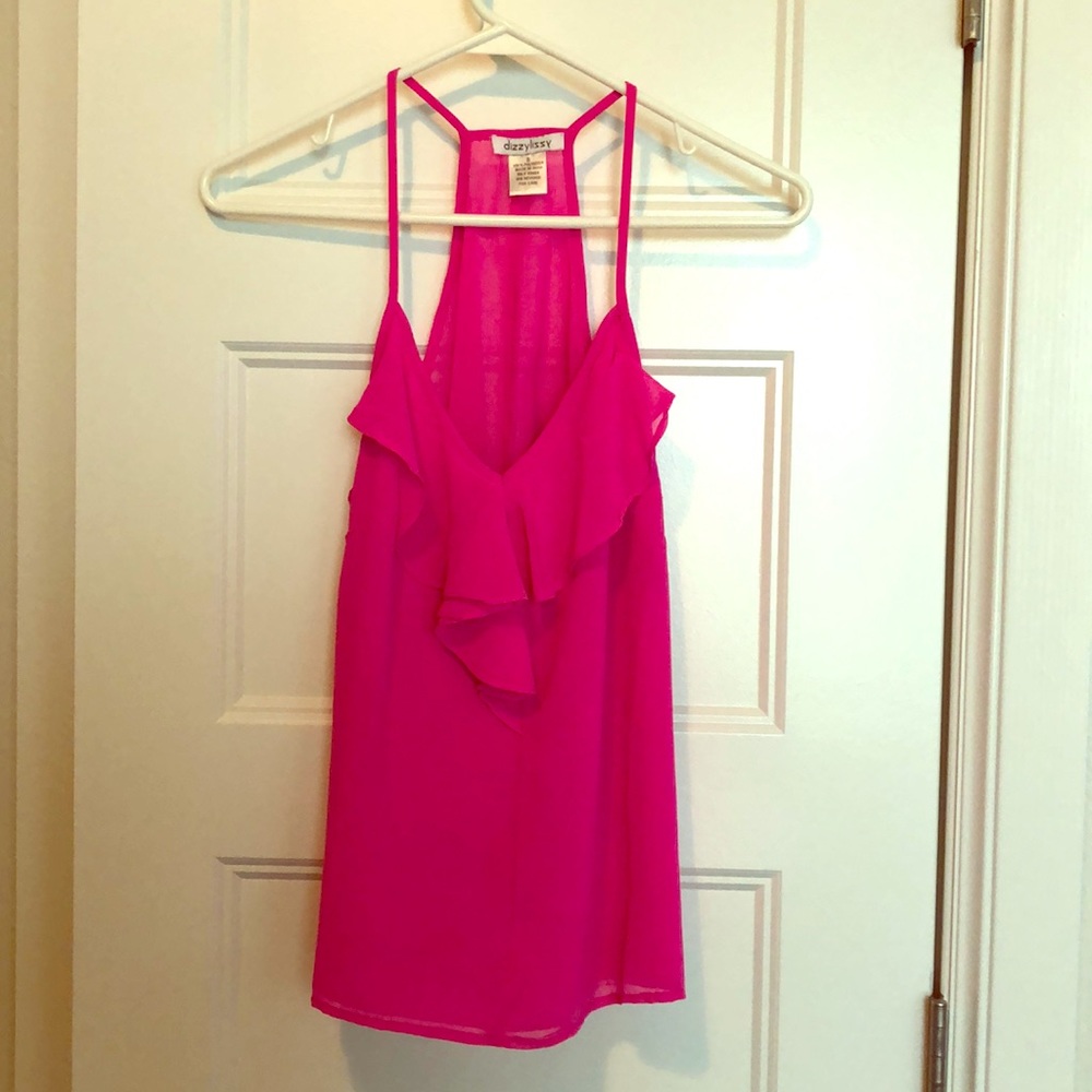 Hot pink ruffle tank